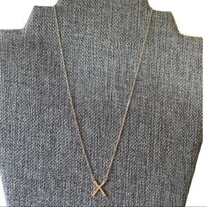 Rose Gold X Hammered Metal Necklace NEW